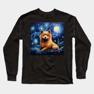 Finnish Spitz Painted by Vincent Van Gogh Long Sleeve T-Shirt